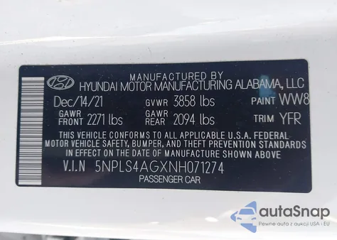 2022 Hyundai Elantra Sel из США, поврежденный, VIN 5NPLS4AGXNH071274